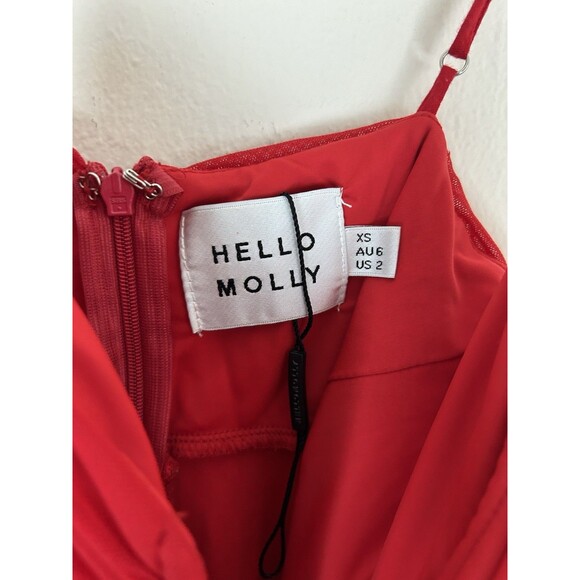 Hello Molly XS Save A Life Dress Red Ruched Mini Cocktail Party Bodycon Women’s - Picture 7 of 7